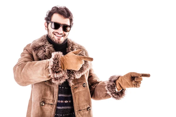 Winter advertising guy — Stock Photo, Image