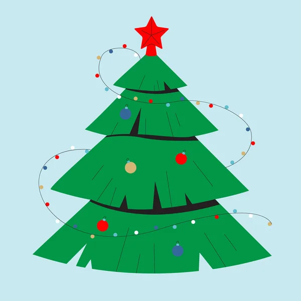 Рождественская елка и украшения к Новому году. — стоковый вектор