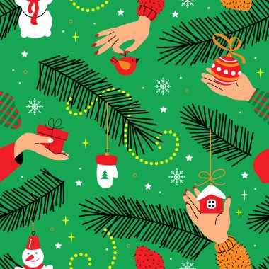 Kusursuz kış şablonu. Noel oyuncakları.