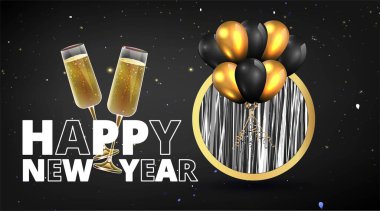 Afişler, el ilanları ve tebrik kartları için mutlu yıllar. Lüks Noel ve Yeni Yıl tatili geçmişi, kış mevsimi. 