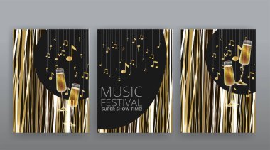 Gösteri zamanı, Sinema ve Tiyatro güzel ilan. Parlayan ampuller eski ve lüks festival broşürleri, altın gerçekçi vektör, müzik parlayan klasik poster tasarımı