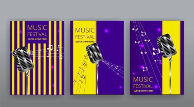 Müzik Festivali gece gösterisi posteri, sinema ve tiyatro salonu kadife perdeli. Parlayan ampuller eski ve lüks el ilanları, parıldayan spot ışıkları klasik tasarım altın gerçekçi vektör