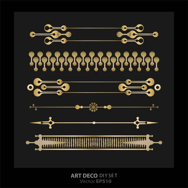 Art Deco Art Nuevo Diy Στοιχεία Διάνυσμα Πολυτέλεια Χρυσό Μαύρο — Διανυσματικό Αρχείο