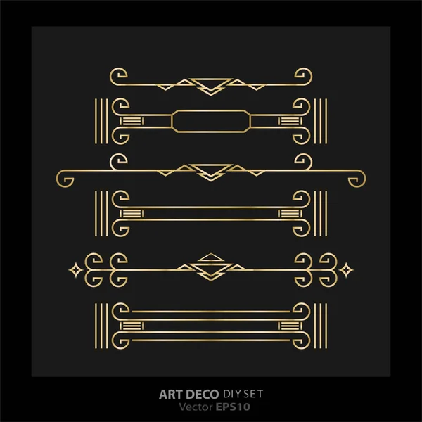 Art Deco Art Nuevo Diy Στοιχεία Διάνυσμα Πολυτέλεια Χρυσό Μαύρο — Διανυσματικό Αρχείο