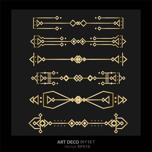 Art Deco Art Nuevo Diy Elementos Vetor Luxo Dourado Preto Gráficos De Vetores