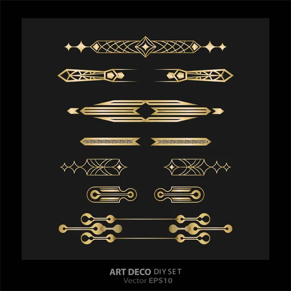 Art Deco Art Nuevo Diy Elementen Vector Luxe Gouden Zwart Vectorbeelden