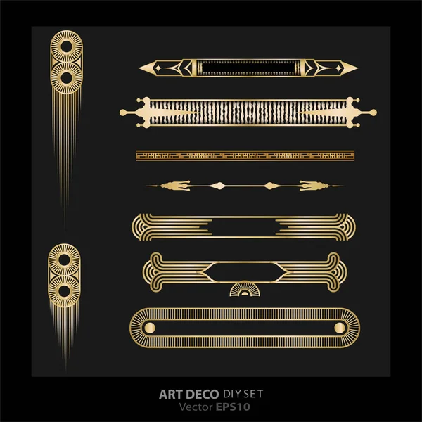 Art Deco Art Nuevo Diy Elegante Elementen Vector Gouden Zwart Rechtenvrije Stockvectors