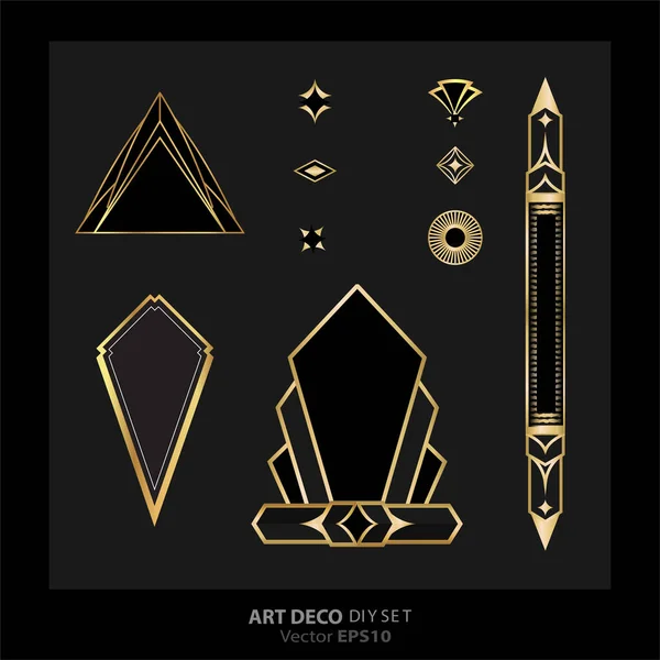 Art Deco Art Nuevo Diy Elegante Elementen Vector Gouden Zwart Stockvector