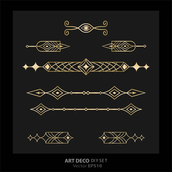 Art Deco Art Nuevo Diy Elementos Vetor Luxo Dourado Preto Vetores De Stock Royalty-Free