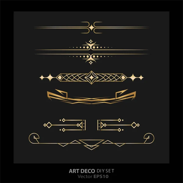 Art Deco Art Nuevo Diy Elementen Vector Luxe Gouden Zwart Stockillustratie