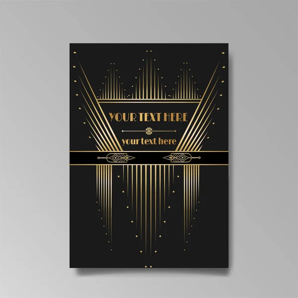 Art Deco Modelo Luxo Dourado Página Preto Menu Cartão Convite Vetores De Stock Royalty-Free