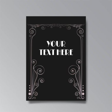 Art Nuevo template golden-black white, A4 page, card, invitation