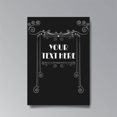 Art Nuevo template golden-black white, A4 page, card, invitation