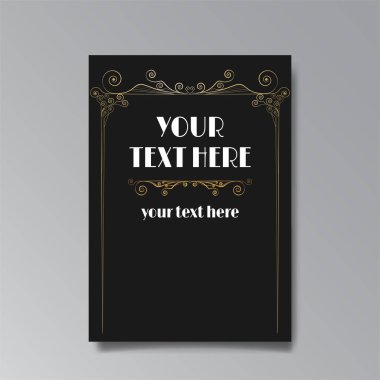 Art Nuevo template golden-black white, A4 page, card, invitation