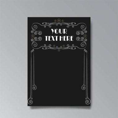 Art Nuevo template golden-black white, A4 page, card, invitation