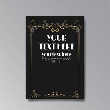 Art Nuevo template golden-black white, A4 page, card, invitation