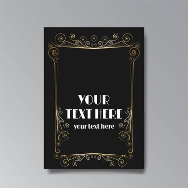Art Nuevo template golden-black white, A4 page, card, invitation
