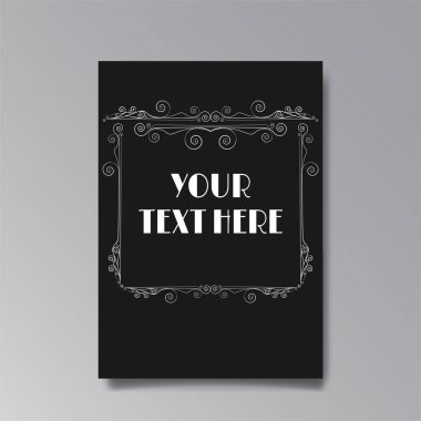 Art Nuevo şablonu altın-siyah beyaz, A4 sayfa, kart, davetiye