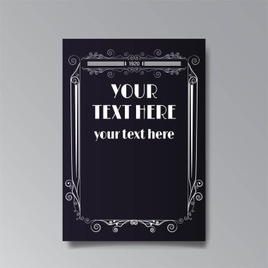 Art Nuevo template golden-black white, A4 page, card, invitation