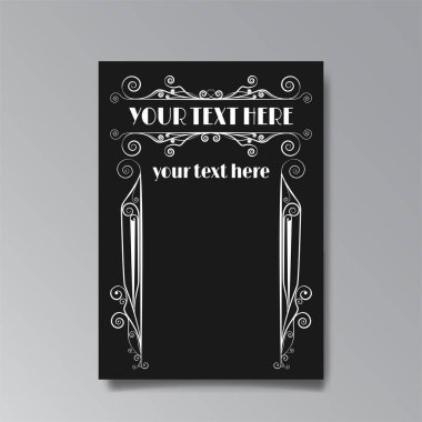 Art Nuevo template golden-black white, A4 page, card, invitation