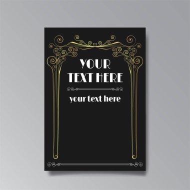 Art Nuevo template golden-black white, A4 page, card, invitation