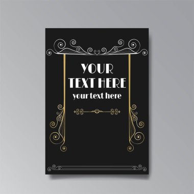 Art Nuevo template golden-black white, A4 page, card, invitation