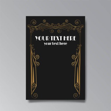 Art Nuevo template golden-black white, A4 page, card, invitation