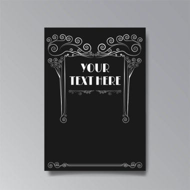 Art Nuevo template golden-black white, A4 page, card, invitation