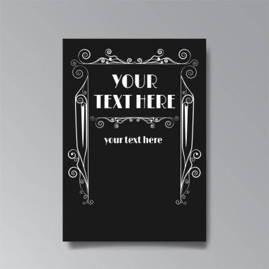 Art Nuevo template golden-black white, A4 page, card, invitation