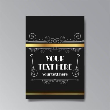 Art Nuevo template golden-black white, A4 page, card, invitation