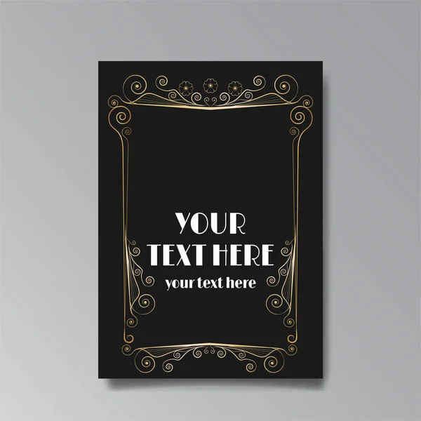 Art Nuevo Template Golden Black White Page Card Invitation — Stok Vektör
