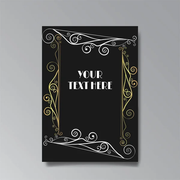 Art Nuevo Template Golden Black White Page Card Invitation — Image vectorielle