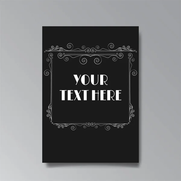 Art Nuevo Template Golden Black White Page Card Invitation — Stock Vector
