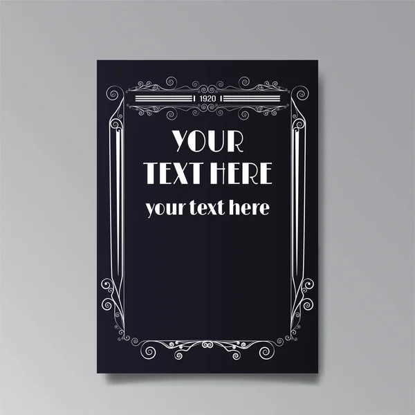 Art Nuevo Template Golden Black White Page Card Invitation — Stock vektor