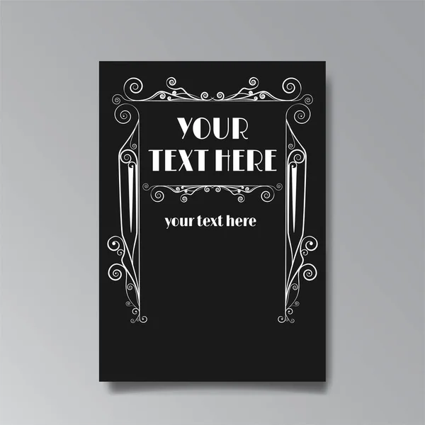 Art Nuevo Template Golden Black White Page Card Invitation — Stock vektor