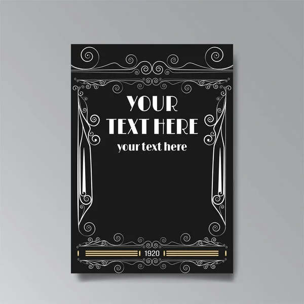 Art Nuevo Template Golden Black White Page Card Invitation — стоковый вектор