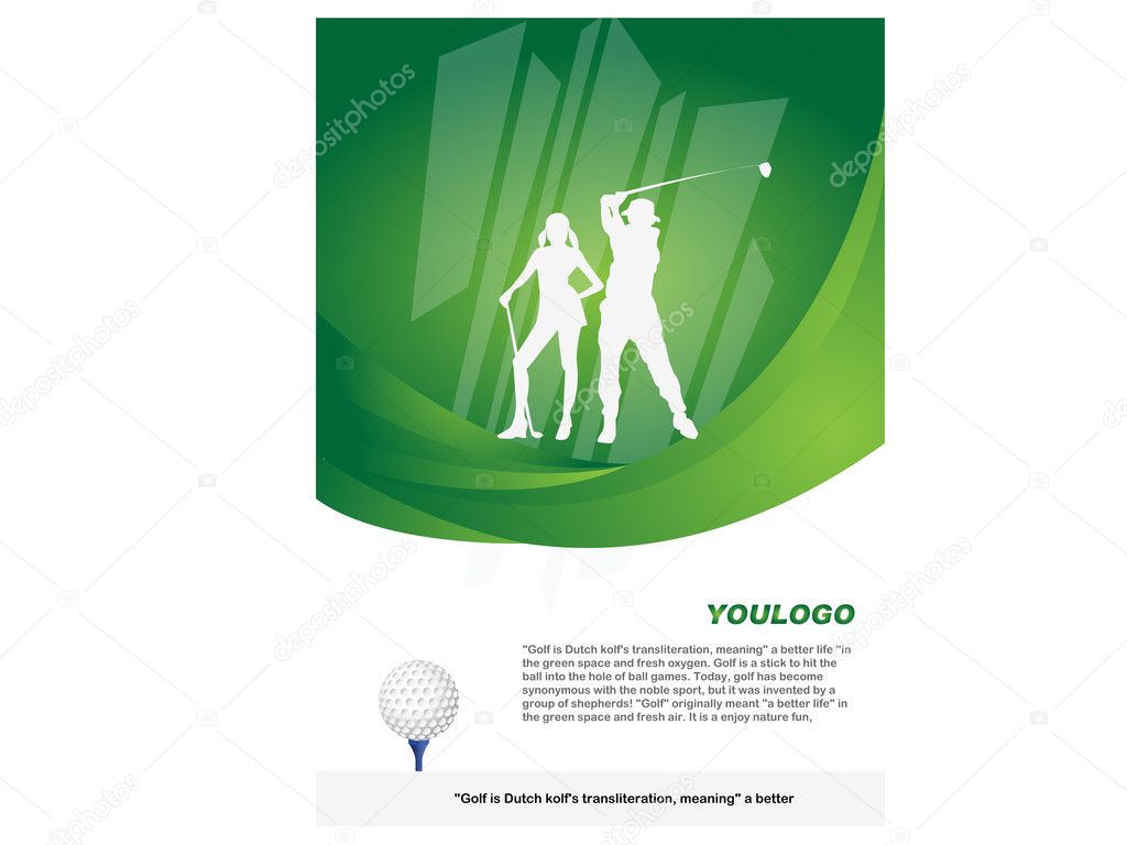 Poster golf tournament poster green-white figures silhouette figures Ads pictures