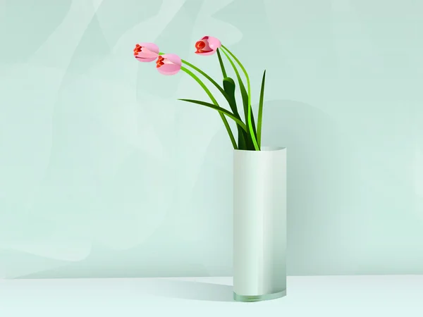 Tulip vektor blommande växter illustrator måla stilleben vackra blommande fräsch och vacker — Stock vektor