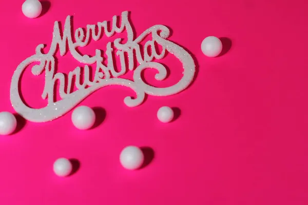 Letras Feliz Natal Cor Magenta Cartão Espaço Para Texto — Fotografia de Stock