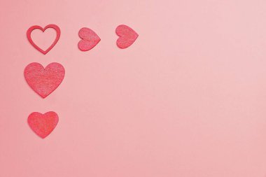 Hearts on pink background, love romantic card