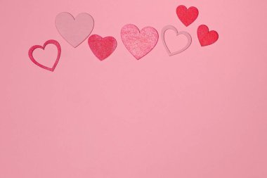Pink and red hearts card