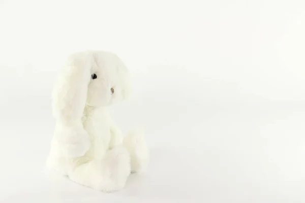 Vit Stoppad Kaninleksak Fluffig Kanin — Stockfoto