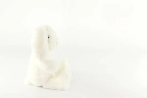 Vit Stoppad Kaninleksak Fluffig Kanin — Stockfoto