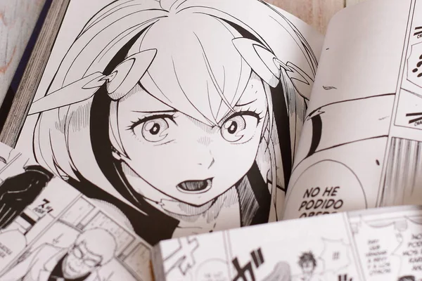 Manga kitabı W boyutu masada açıldı, Vitoria-Gasteiz, Haziran 2022