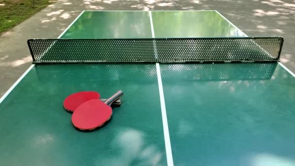 Ping Pong Table Rackets Ball Motion — Stock Video