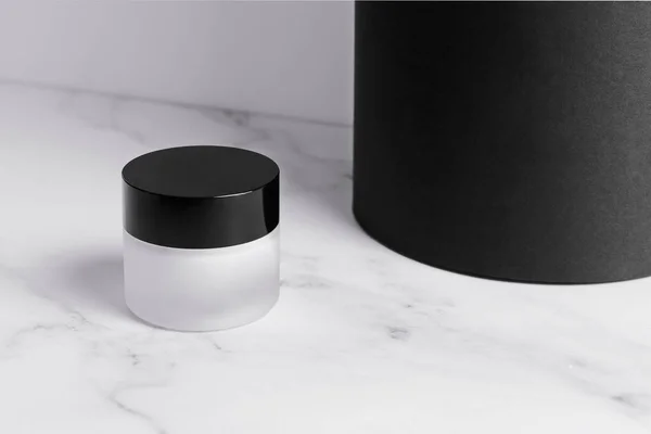 White Glass Cream Container Cream Jar Mock — Stockfoto