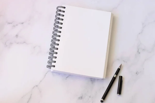 Open Blank Notebook Pen Mock Dairy — Foto Stock
