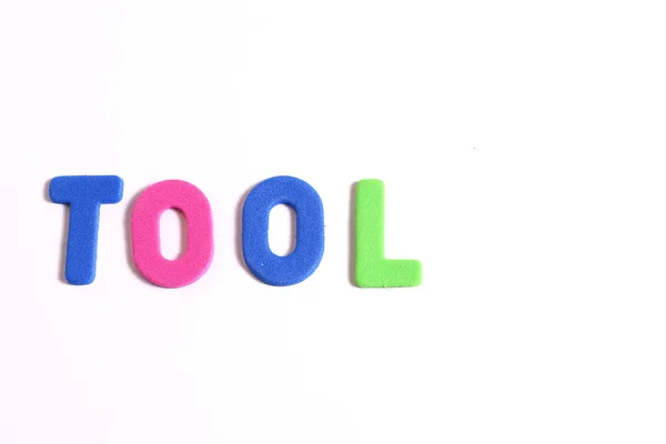 Tool Lettering Text Colored Letters White — Stock Photo, Image