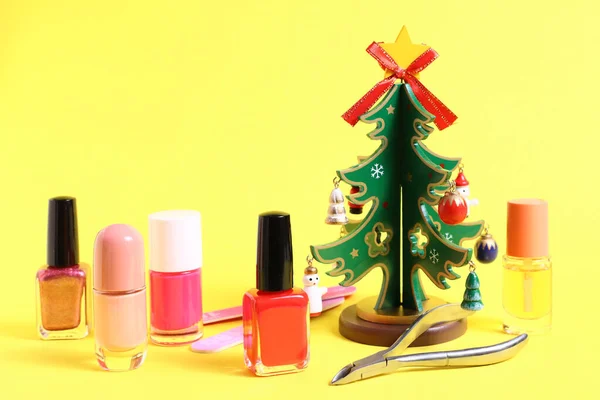 Manicure Pedicure Boże Narodzenie Nowy Rok Usługi Dekoracji — Zdjęcie stockowe
