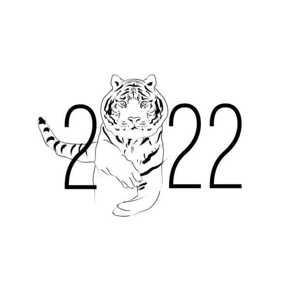 Tigre Con Los Números Del Año Como Símbolo Del Año — Foto de Stock